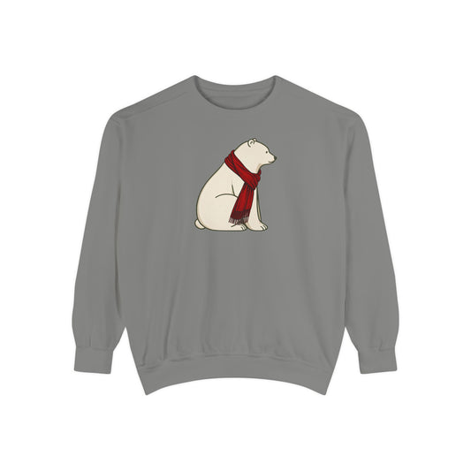 Polar Bear Scarf Sweatshirt | Cozy Winter Bear Crewneck