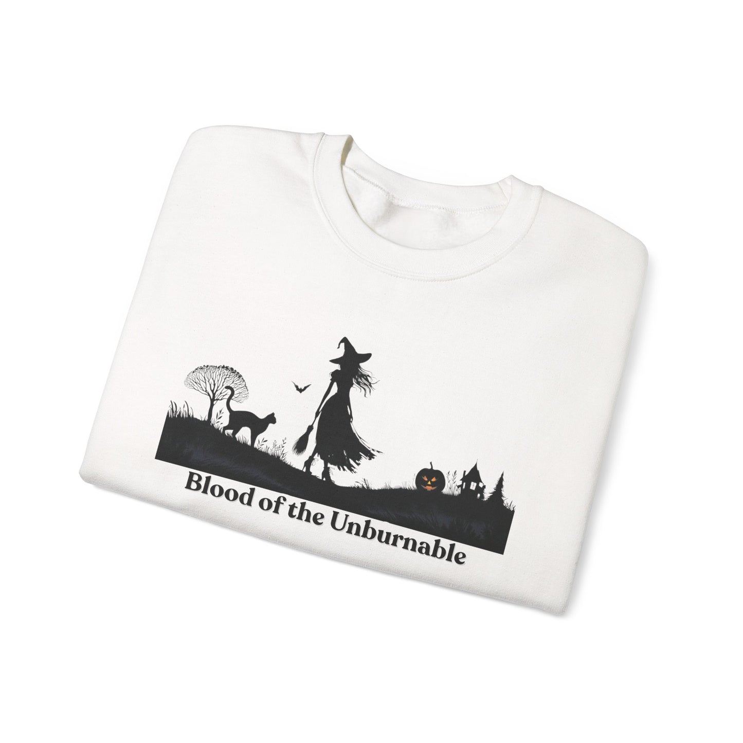 Blood of the Unburnable Witch Sweatshirt, Gothic Halloween Crewneck, Dark Witchy Sweater