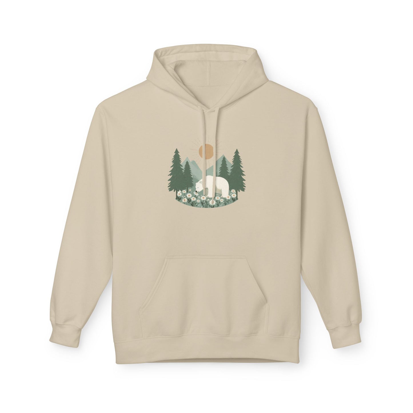 Kind Earth Polar Bear Hoodie, Nature Graphic Midweight Sweatshirt