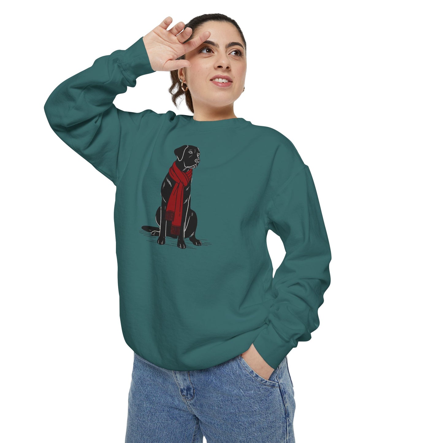 Black Lab Red Scarf Sweatshirt