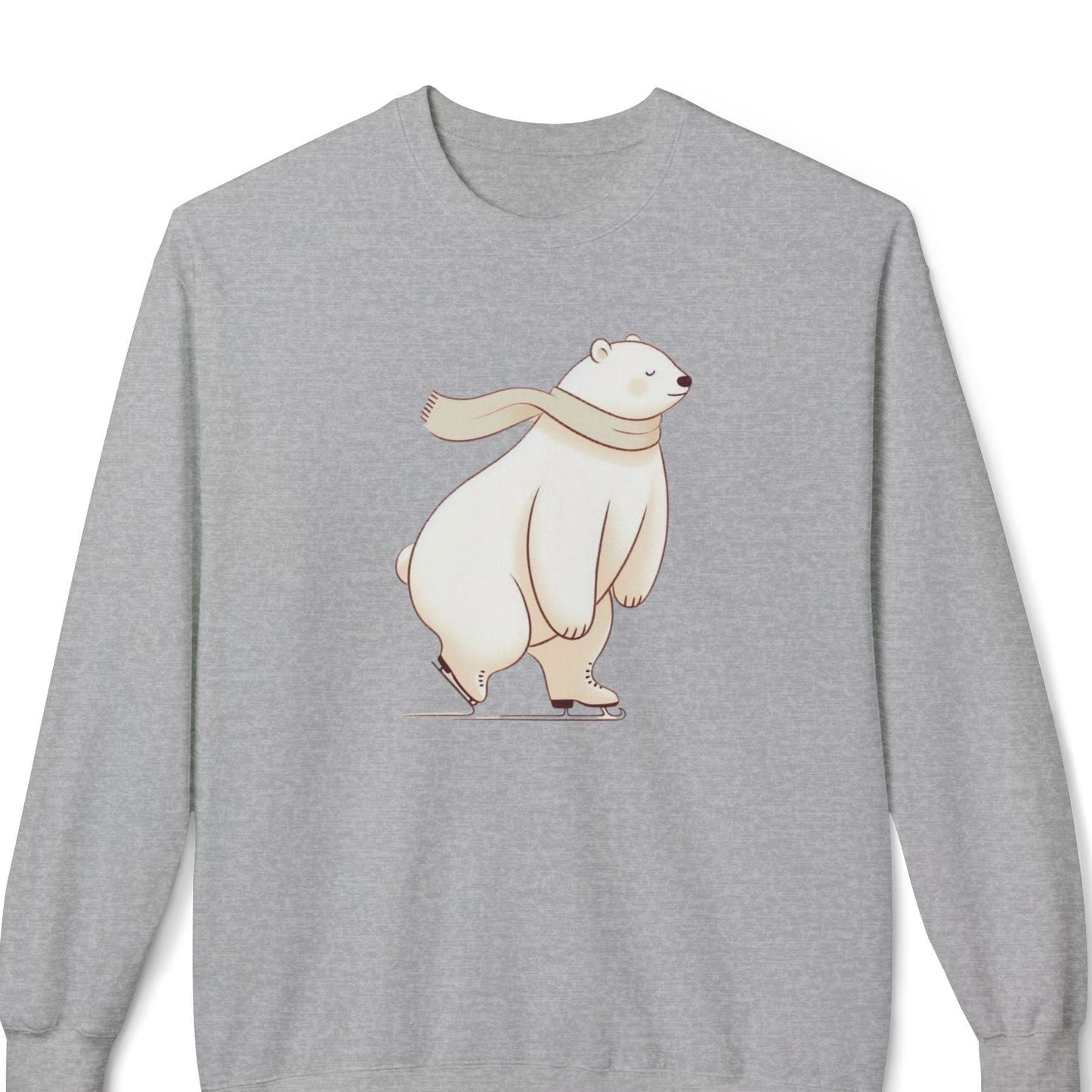 Gray sweatshirt with a polar bear design on a white background