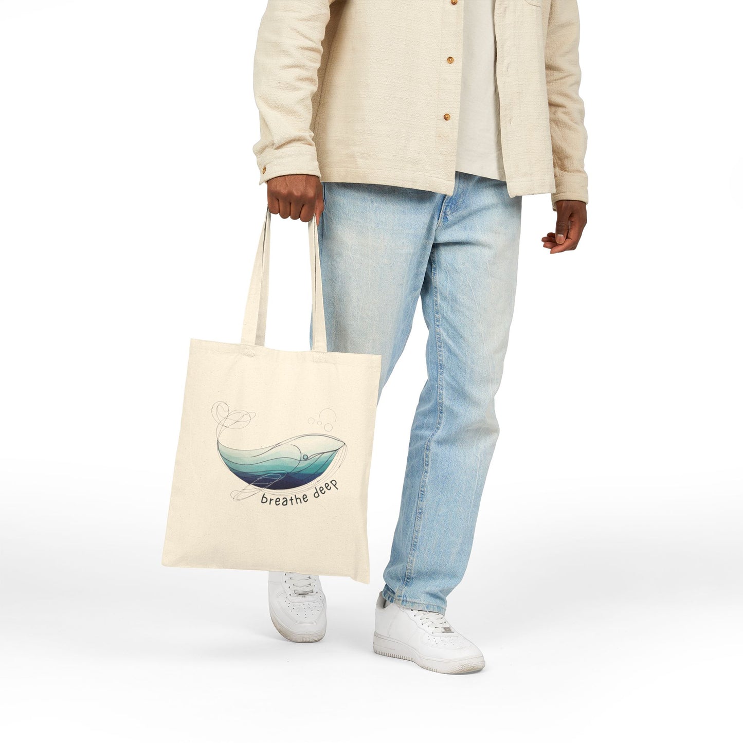 Breathe Deep Whale Tote Bag
