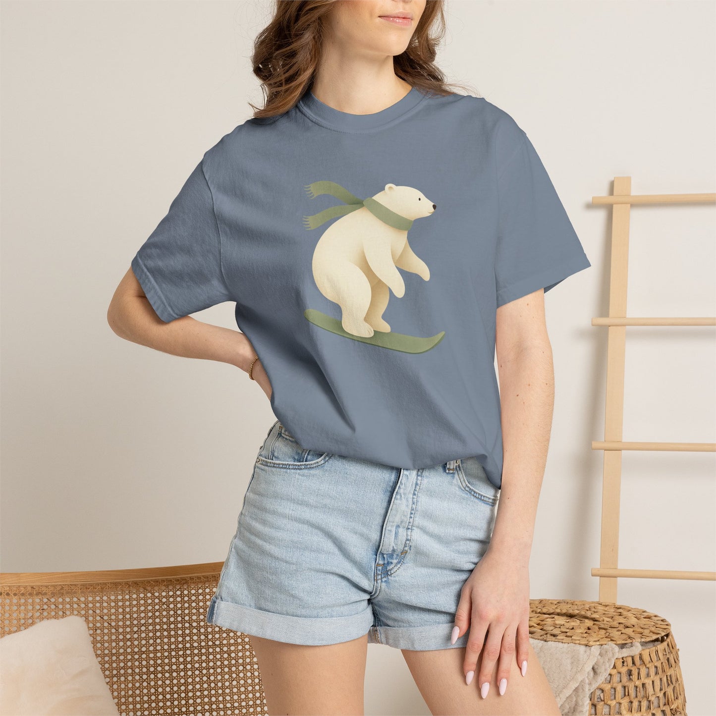 Comfort Colors Polar Bear Snowboard Tee