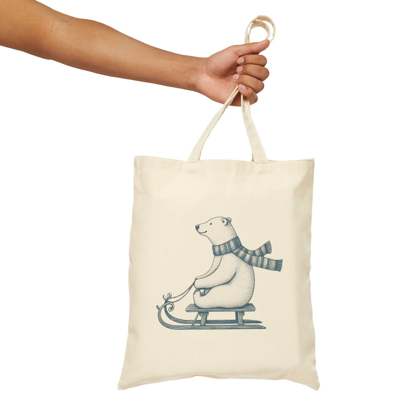 Polar Bear Sledding Tote Bag
