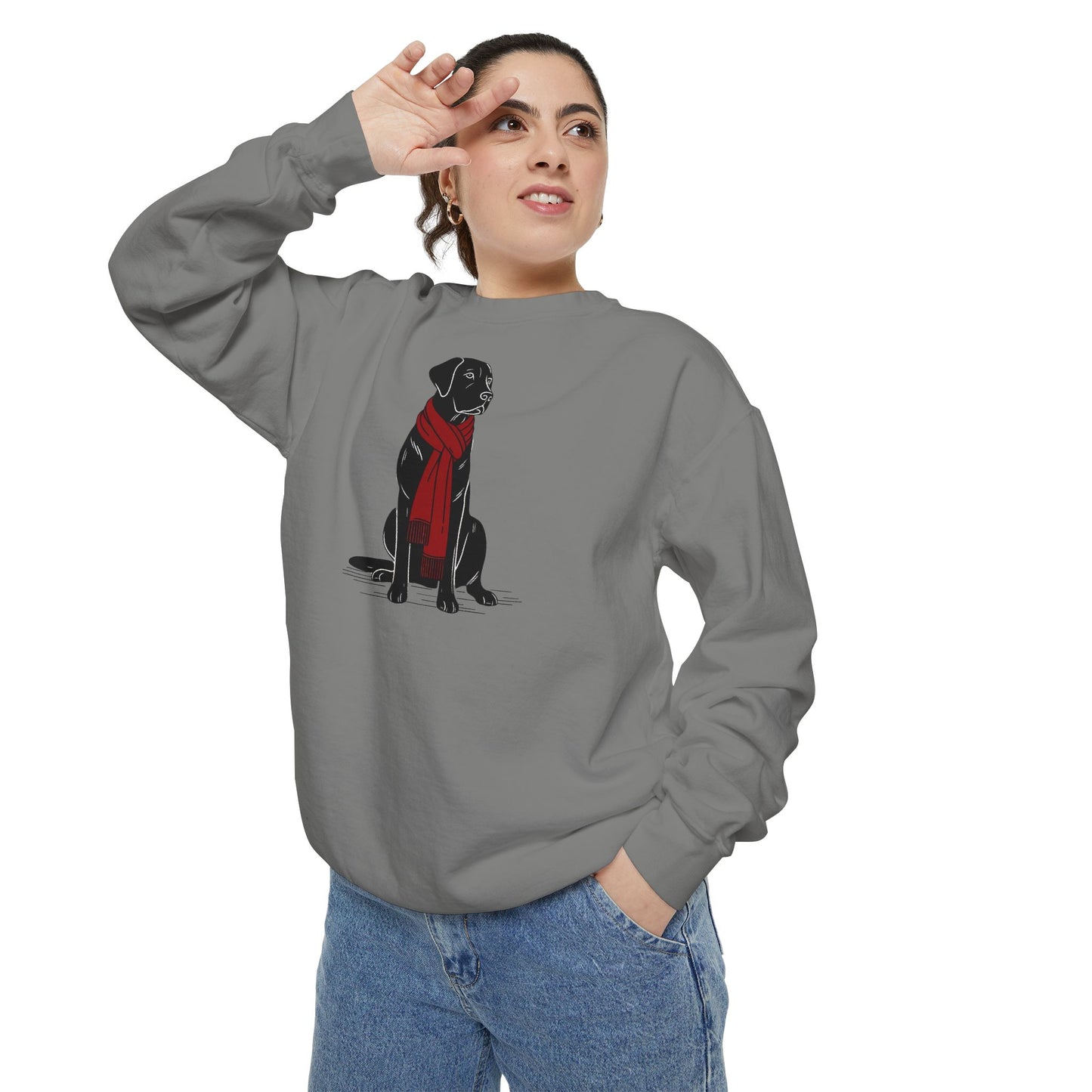 Black Lab Red Scarf Sweatshirt