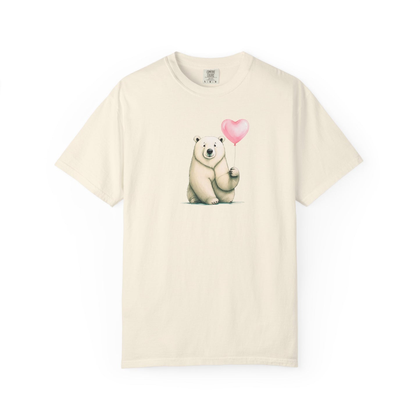 Polar Bear Heart Balloon Comfort Colors Tee