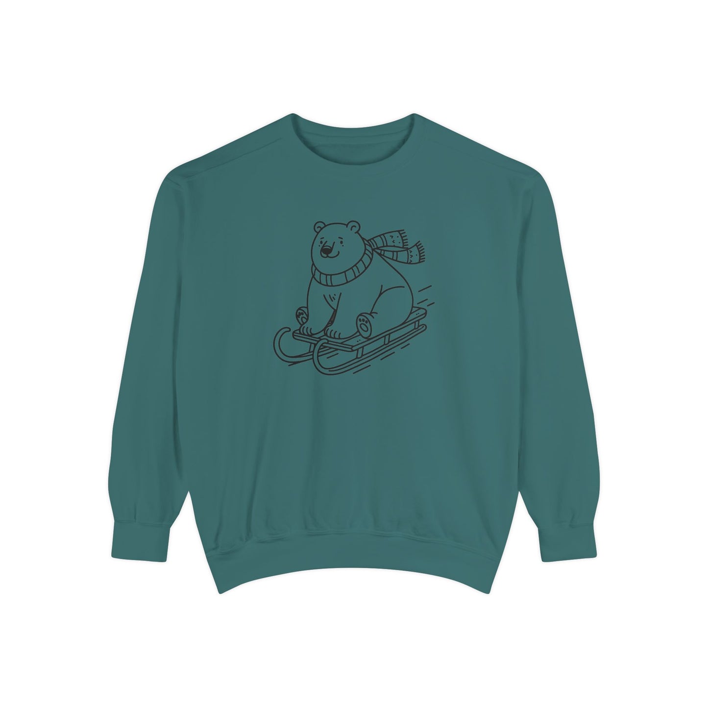 Polar Bear Sledding Comfort Colors Sweatshirt