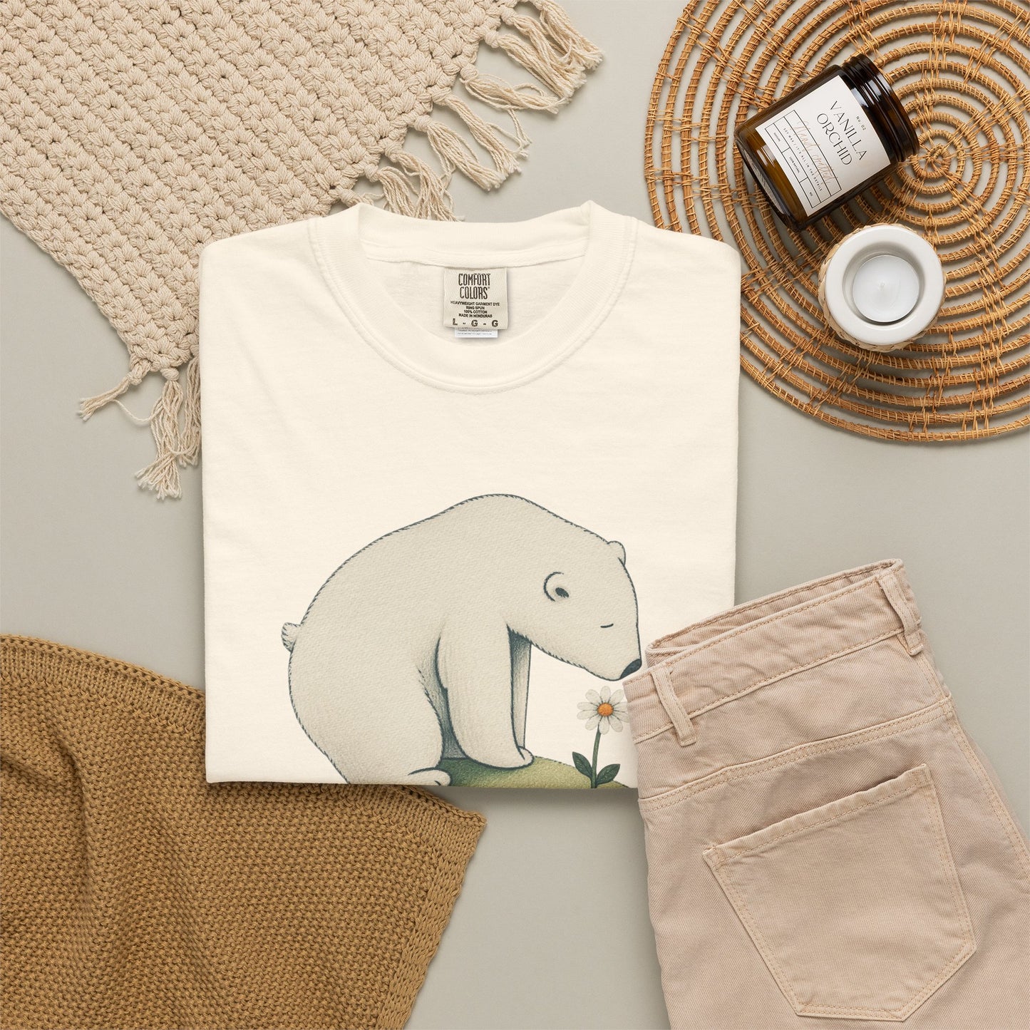 Polar Bear & Daisy Comfort Colors T-Shirt