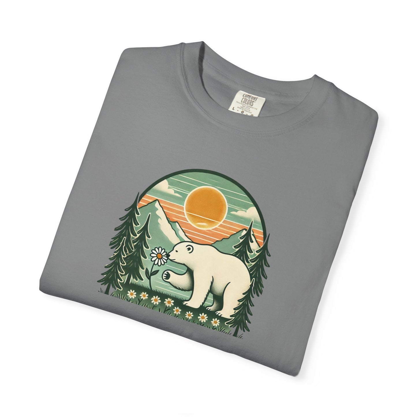 Polar Bear Daisy Sunset Comfort Colors Tee