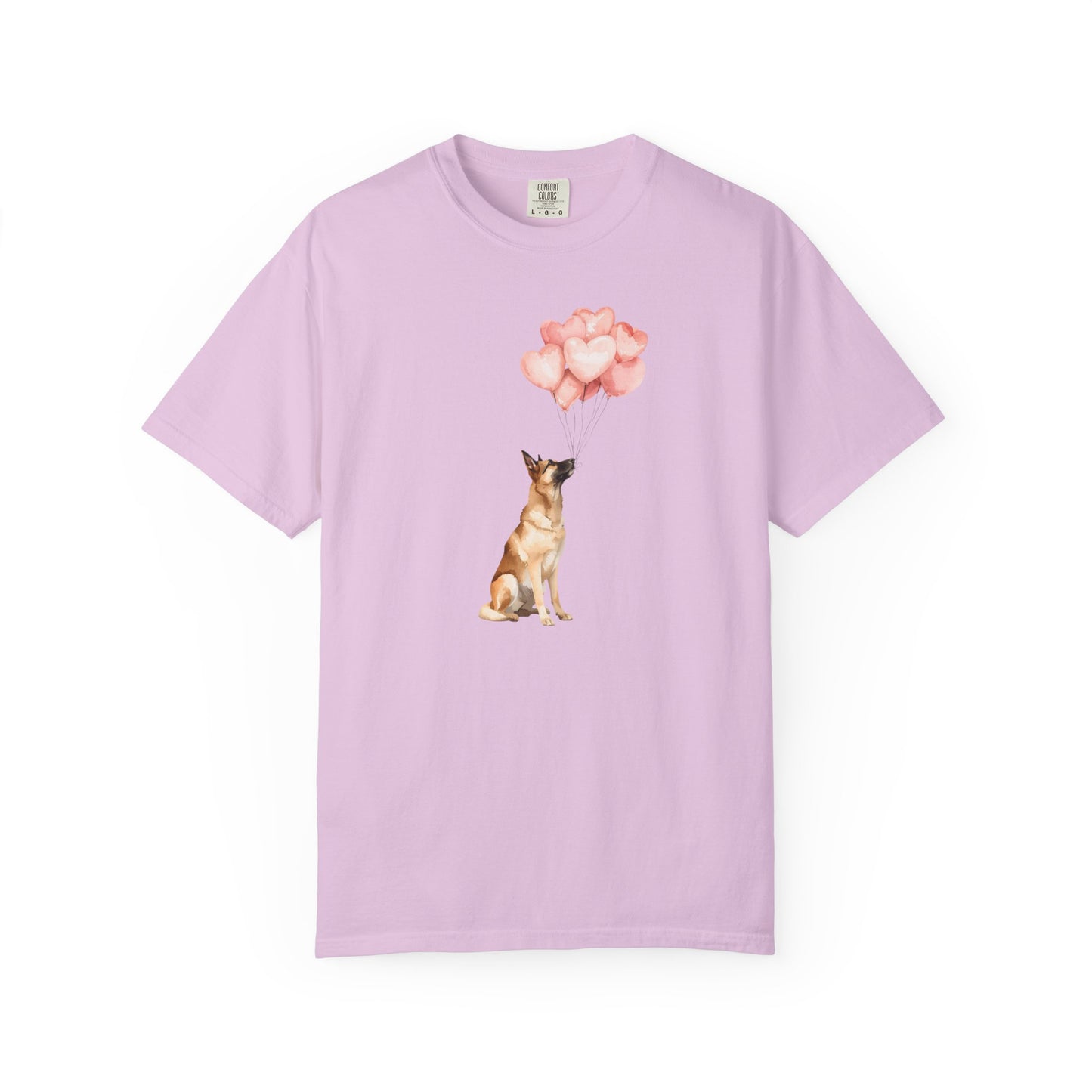Belgian Malinois with Heart Balloons Comfort Colors Tee