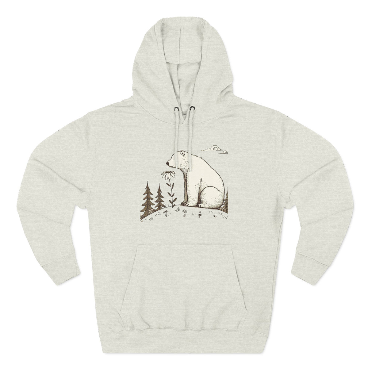 Polar Bear Meadow Hoodie | Minimalist Nature Sweatshirt