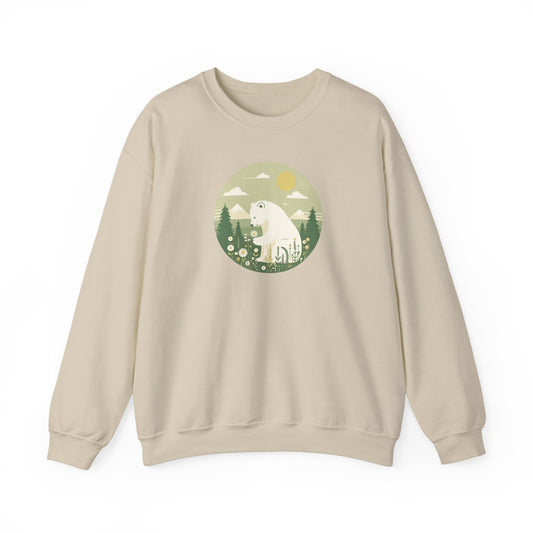 Polar Bear & Daisy Sweatshirt, Cozy Unisex Heavy Winter Graphic