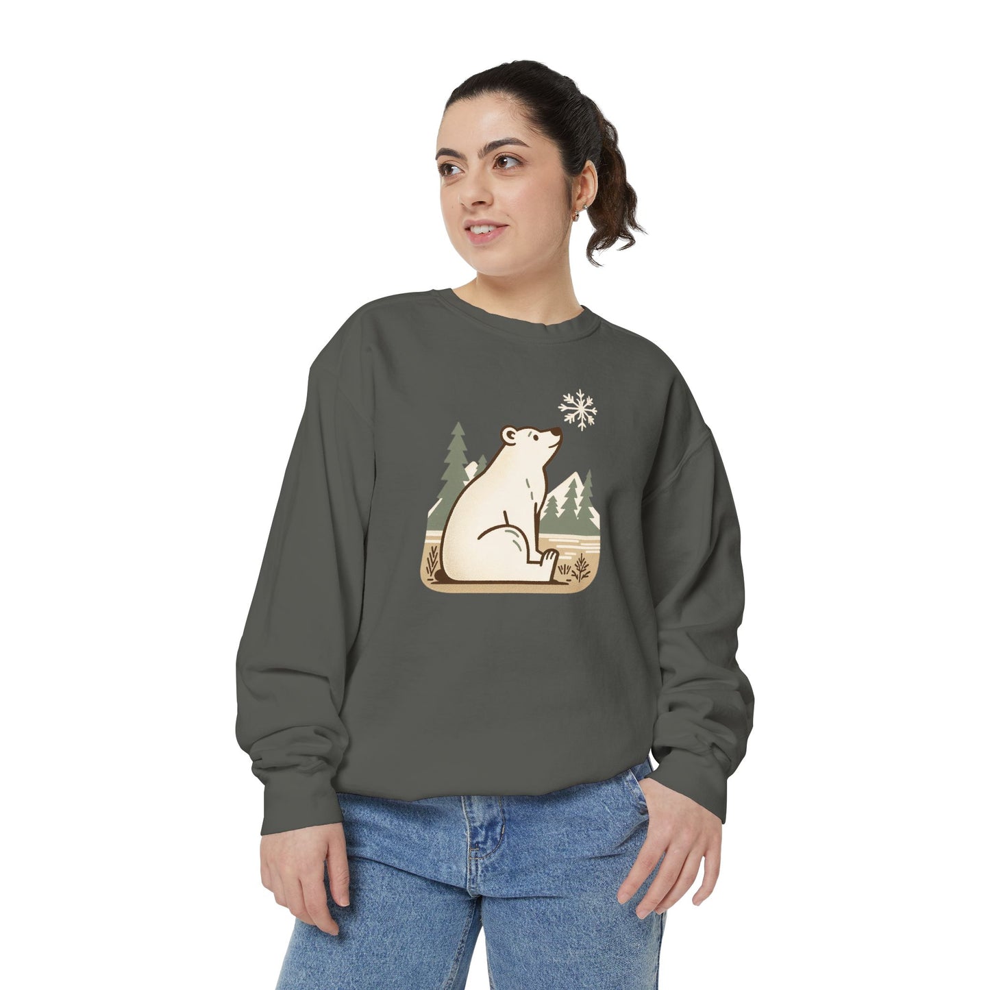 Polar Bear Snowflake Comfort Colors Sweatshirt
