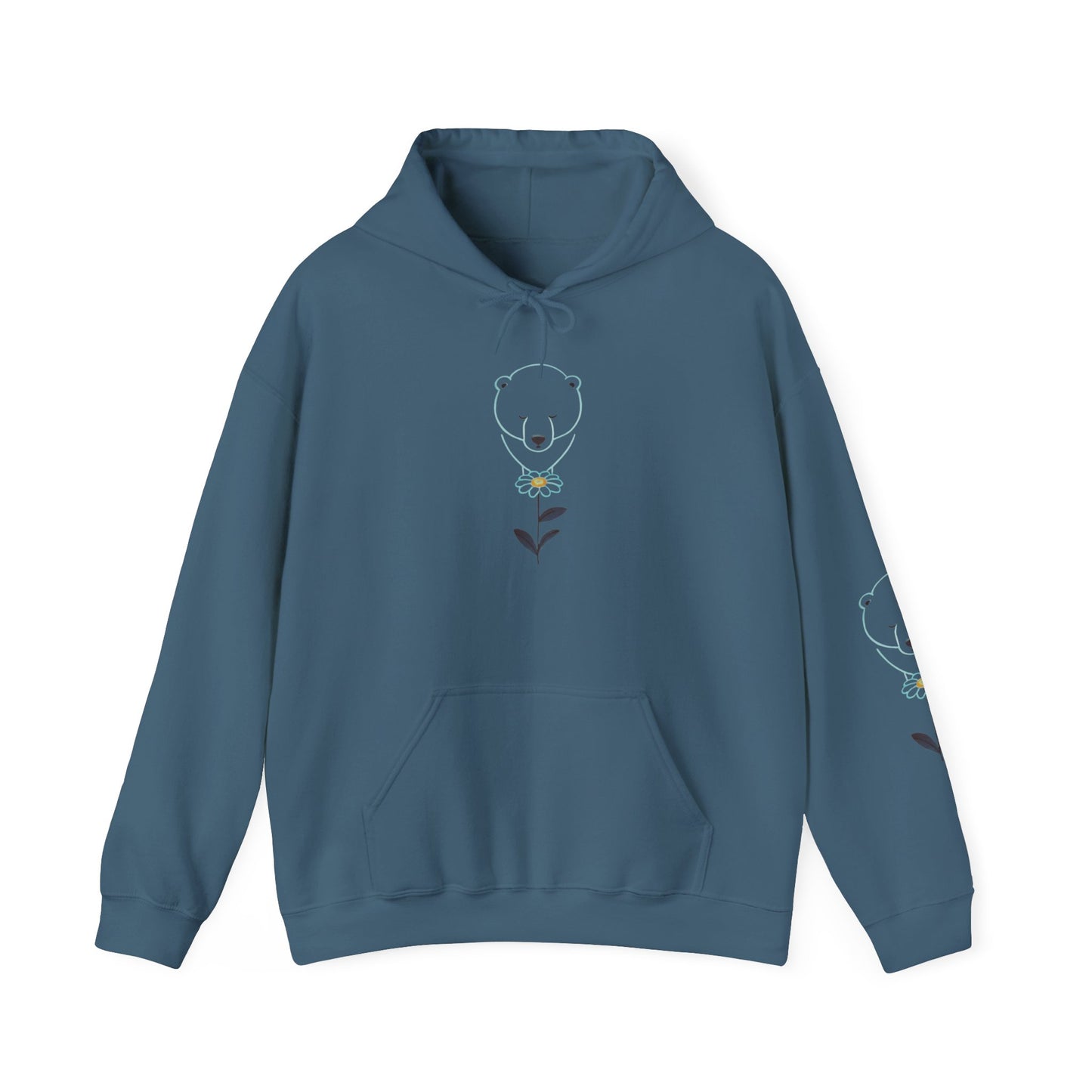 Minimalist Polar Bear & Daisy Hoodie