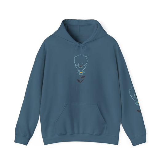 Minimalist Polar Bear & Daisy Hoodie - Stompy Paws