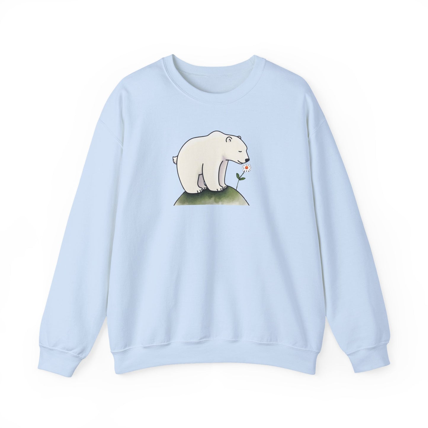 Minimalist Polar Bear Sweatshirt, Daisy Nature Design, Cozy Eco Fleece