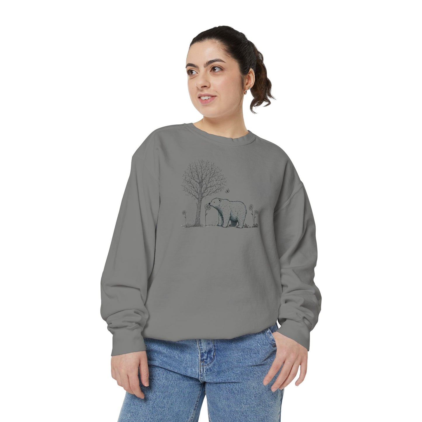Wildflower Polar Bear Sketch Comfort Colors Sweatshirt