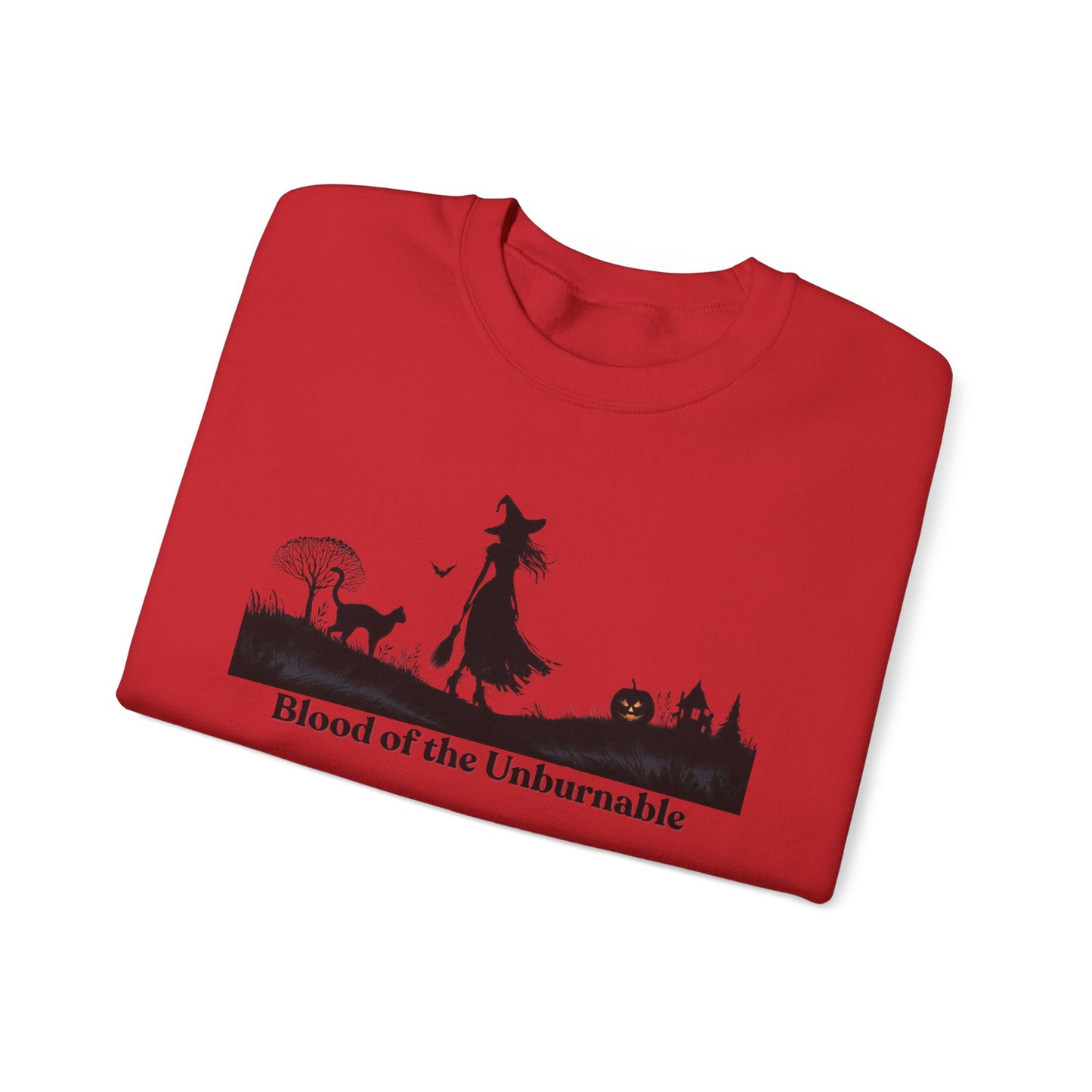 Blood of the Unburnable Witch Sweatshirt, Gothic Halloween Crewneck, Dark Witchy Sweater