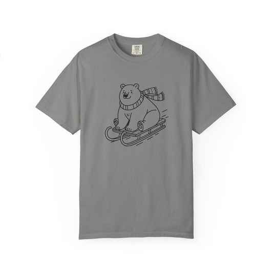 Sledding Polar Bear Comfort Colors Tee