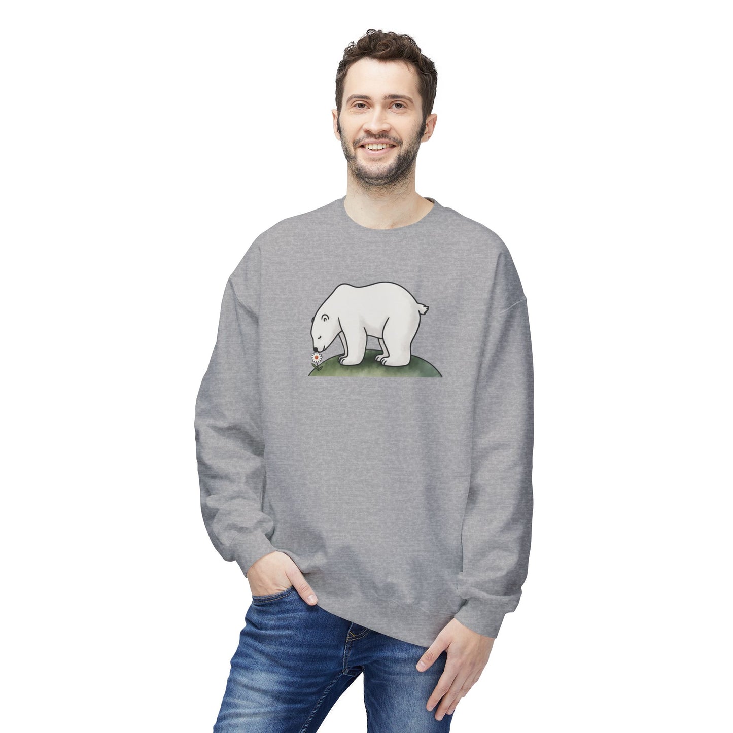 Minimalist Polar Bear Sweatshirt | Cozy Nature Design by Stompy Paws