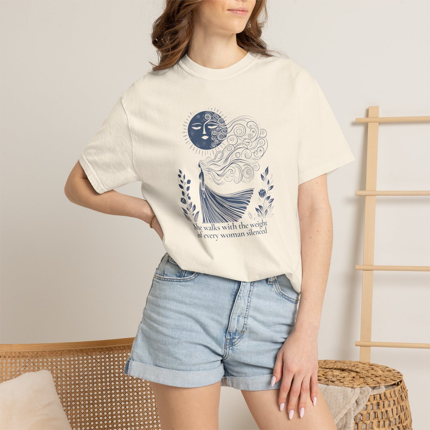 She Walks With the Weight of Every Woman Silenced Comfort Colors Tee