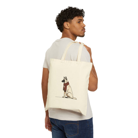 Belgian Malinois Scarf Bear Premium Canvas Tote | Cozy Den Edition