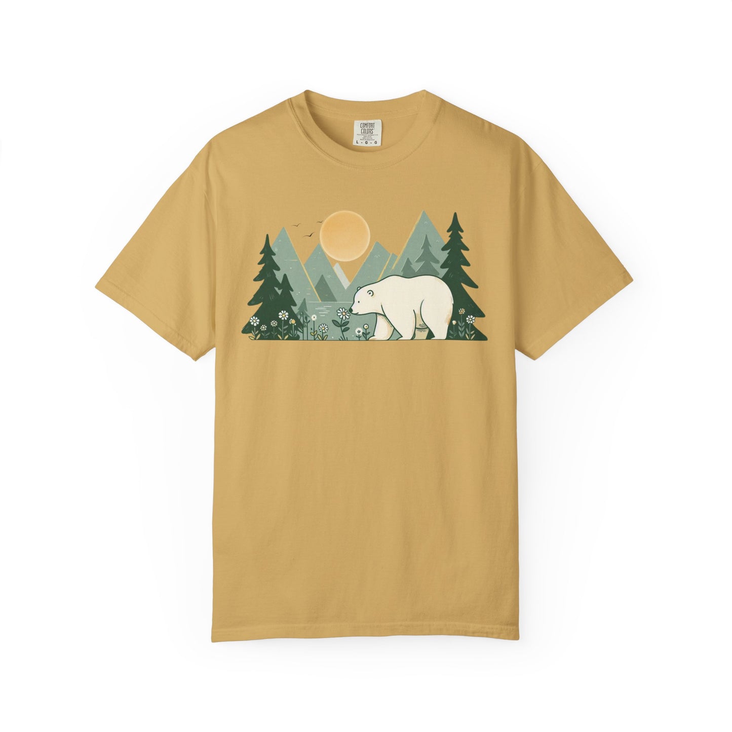 Polar Bear Wildflower T-Shirt | Retro Mountain Landscape Graphic