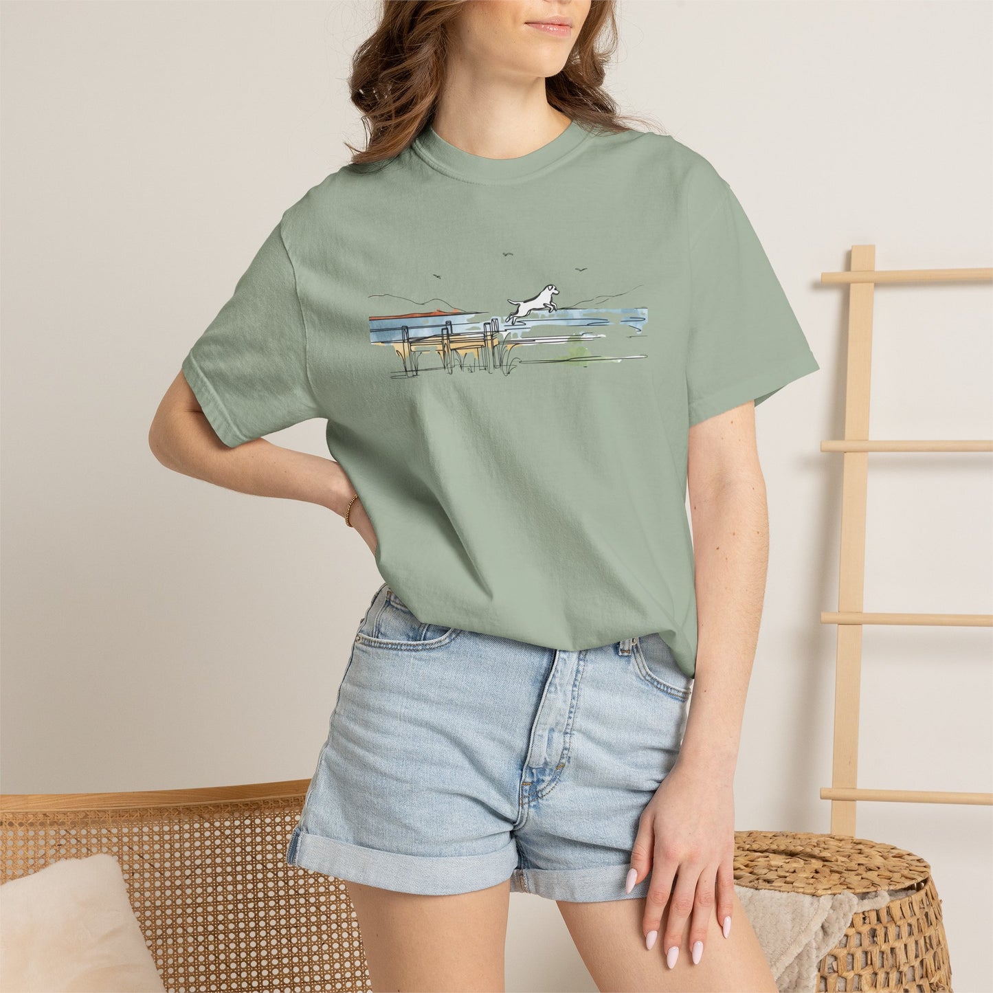 Watercolor Lake Dog Tee