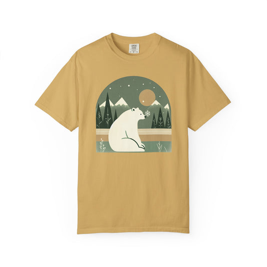 Polar Bear Nightscape T-Shirt | Retro Forest Moon Graphic