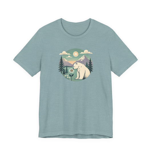 Sunset Polar Bear Tee | Nature-Inspired Mountain Graphic T-Shirt