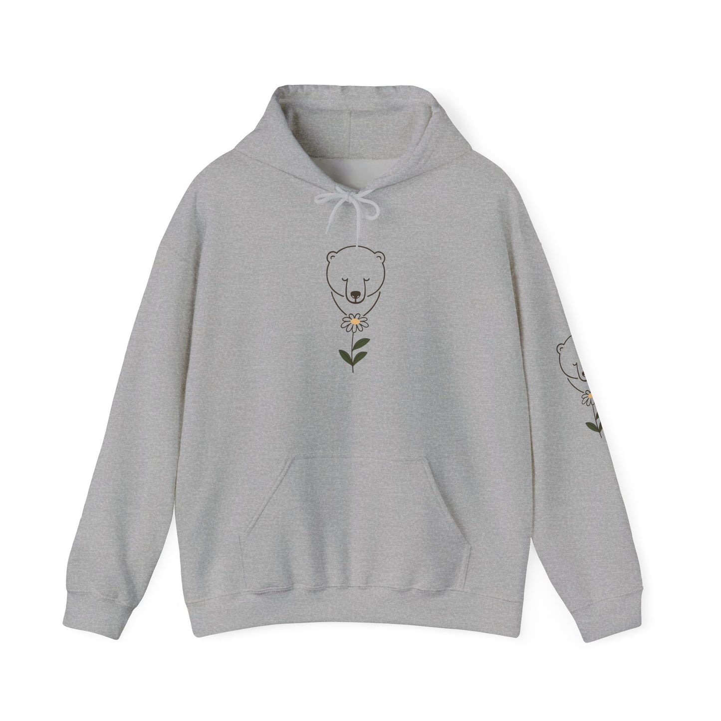 Polar Bear Wildflower Hoodie | Minimalist Nature Graphic