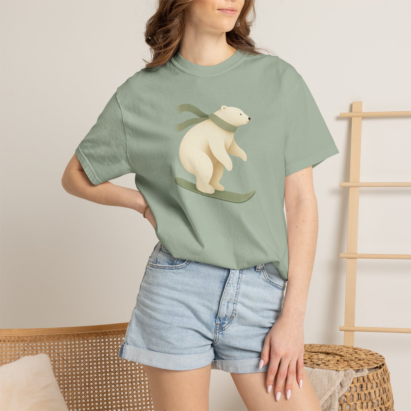 Comfort Colors Polar Bear Snowboard Tee