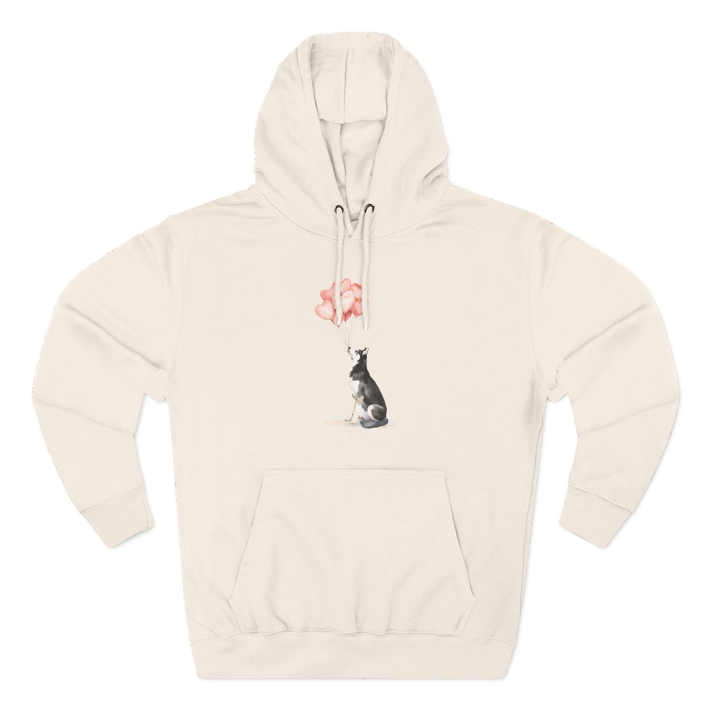 Husky with Heart Balloons Hoodie