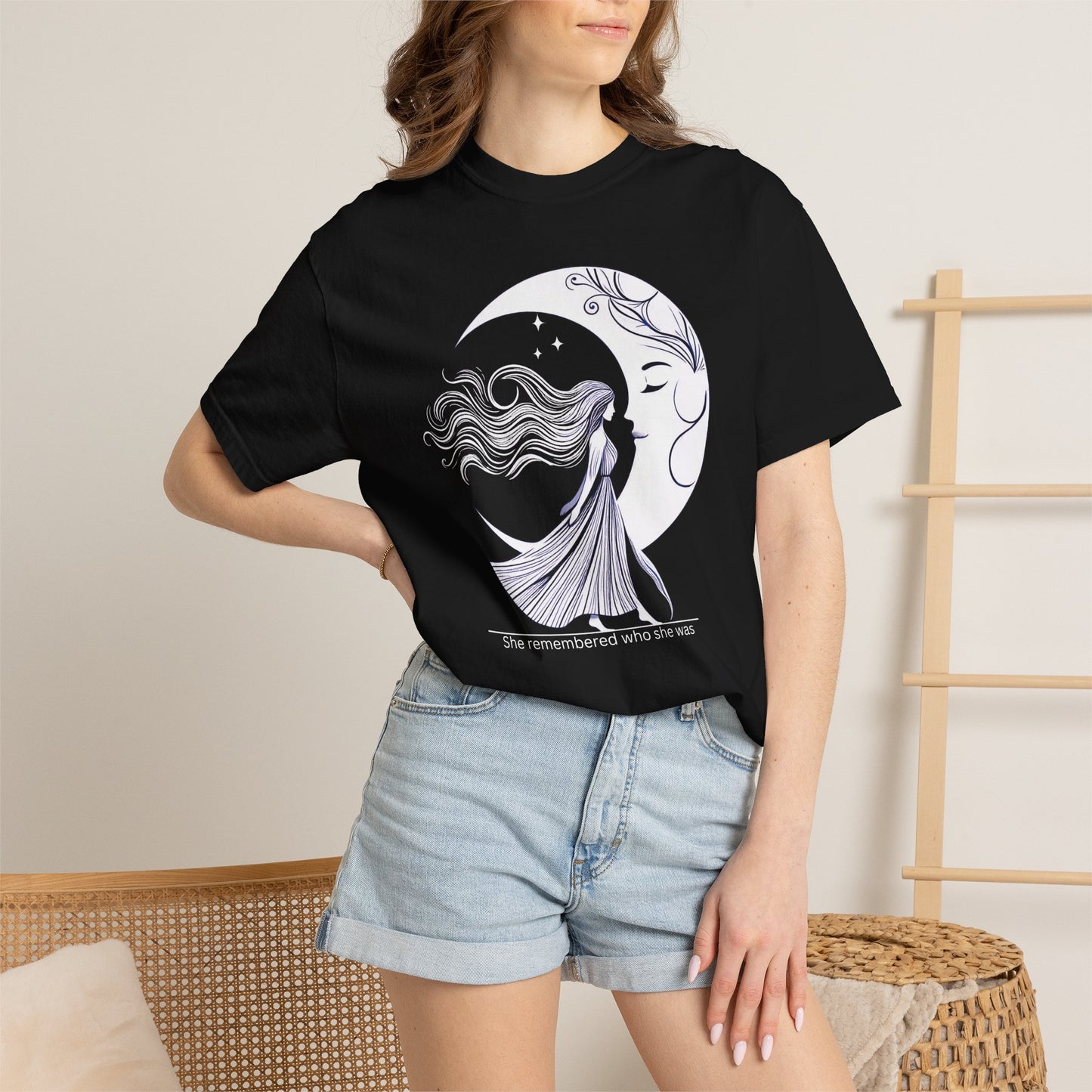 Moon Goddess T-Shirt — "She Remembered Who She Was" Inspirational Graphic Tee