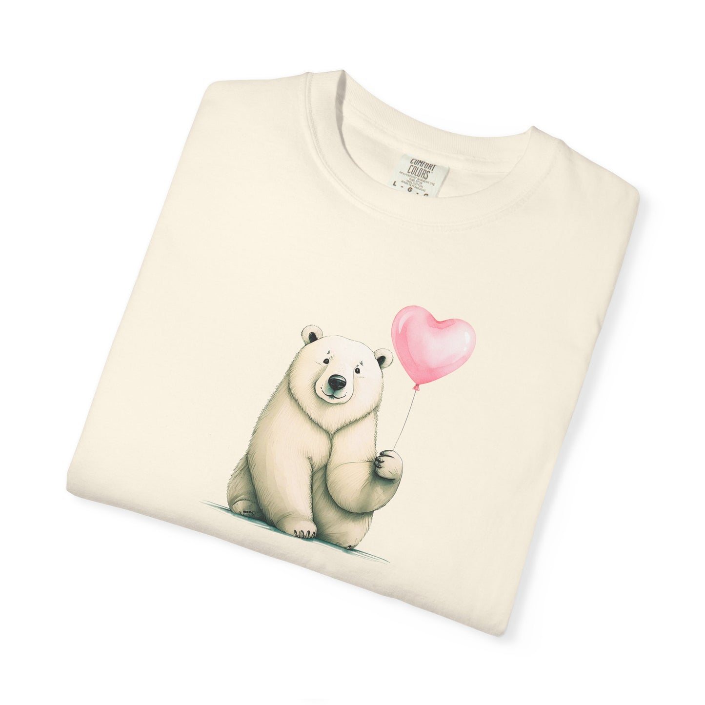 Polar Bear Heart Balloon Comfort Colors Tee