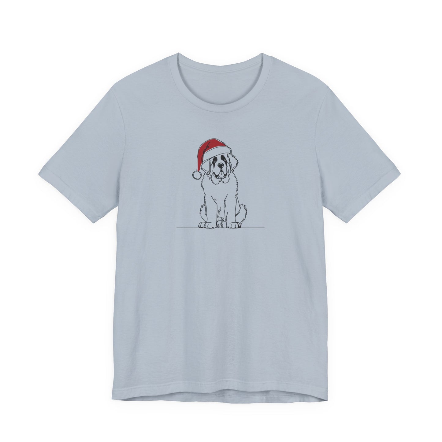 St. Bernard Santa Hat T-Shirt, Minimalist Holiday Dog Graphic Tee | Stompy Paws