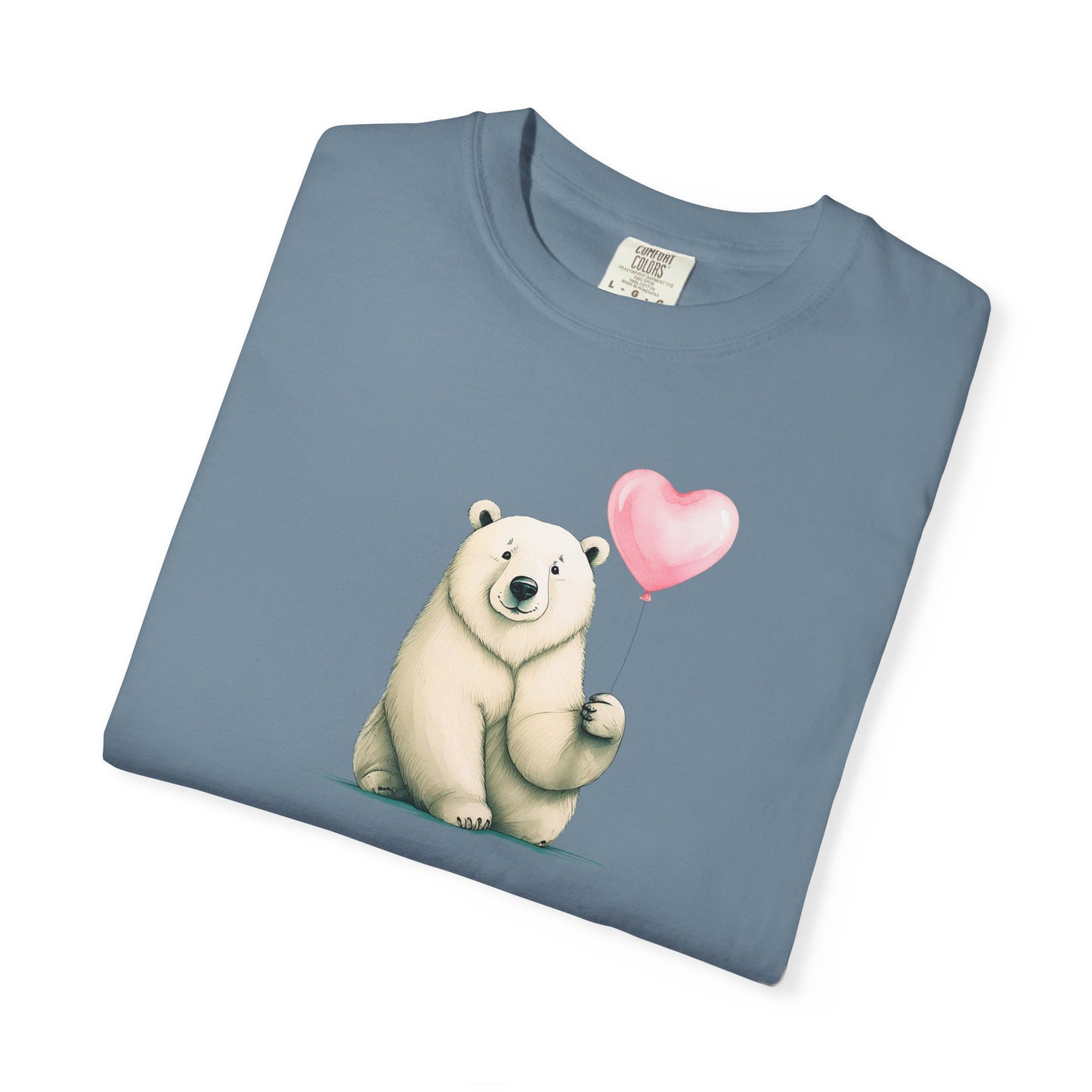 Sweetheart Polar Bear & Heart Balloon Tee | Comfort Colors® Heritage Graphic Shirt