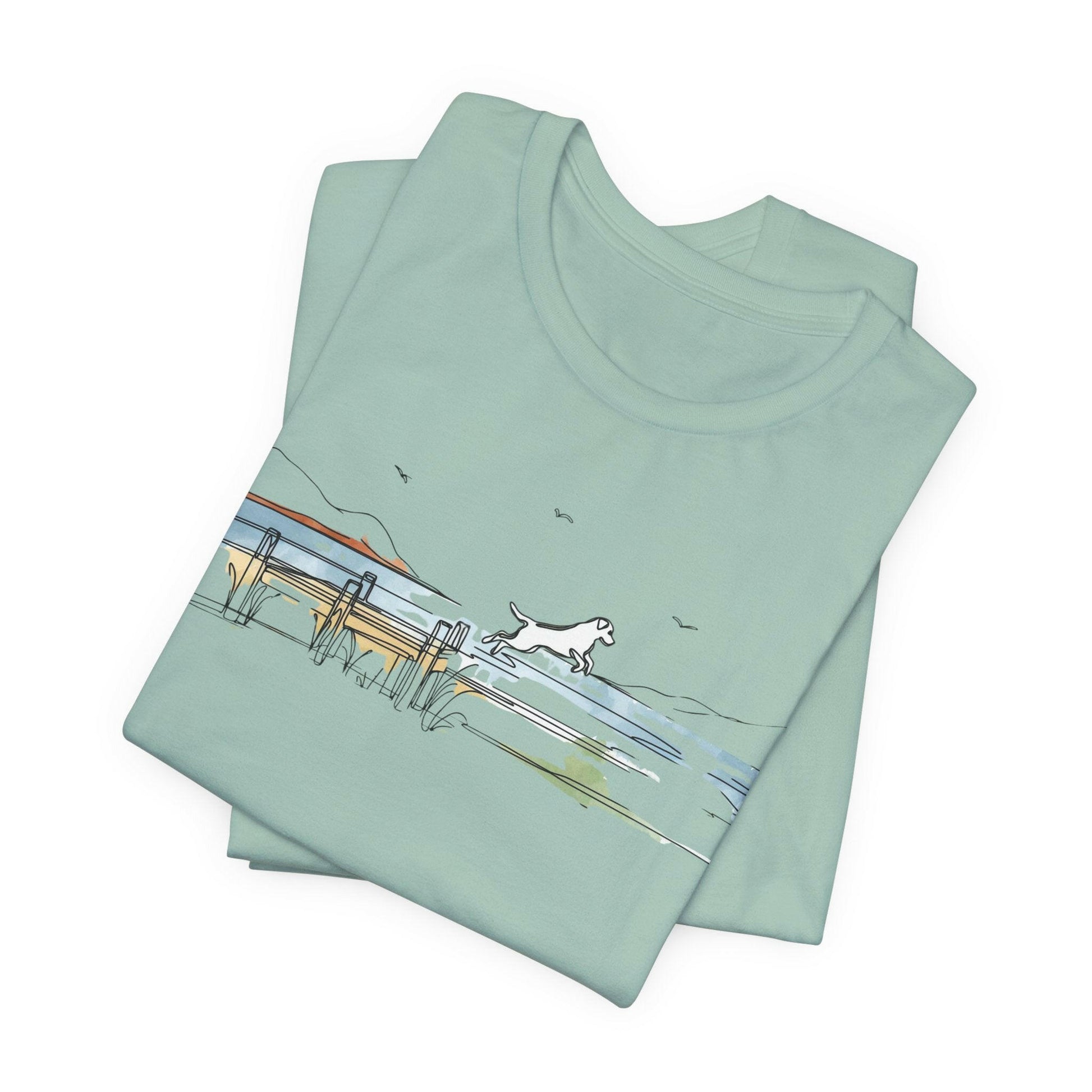 Dog Jumping into Lake Graphic Unisex Tee - Stompy Paws