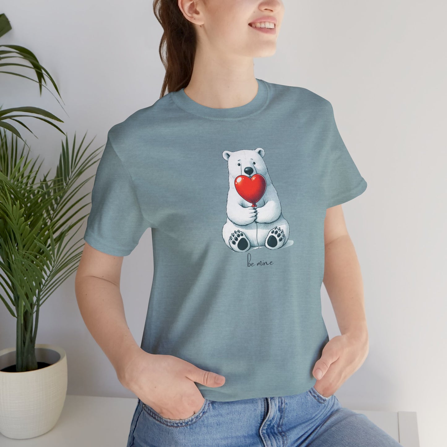 'Be Mine' Heart Balloon Polar Bear Premium Tee | Polar Den