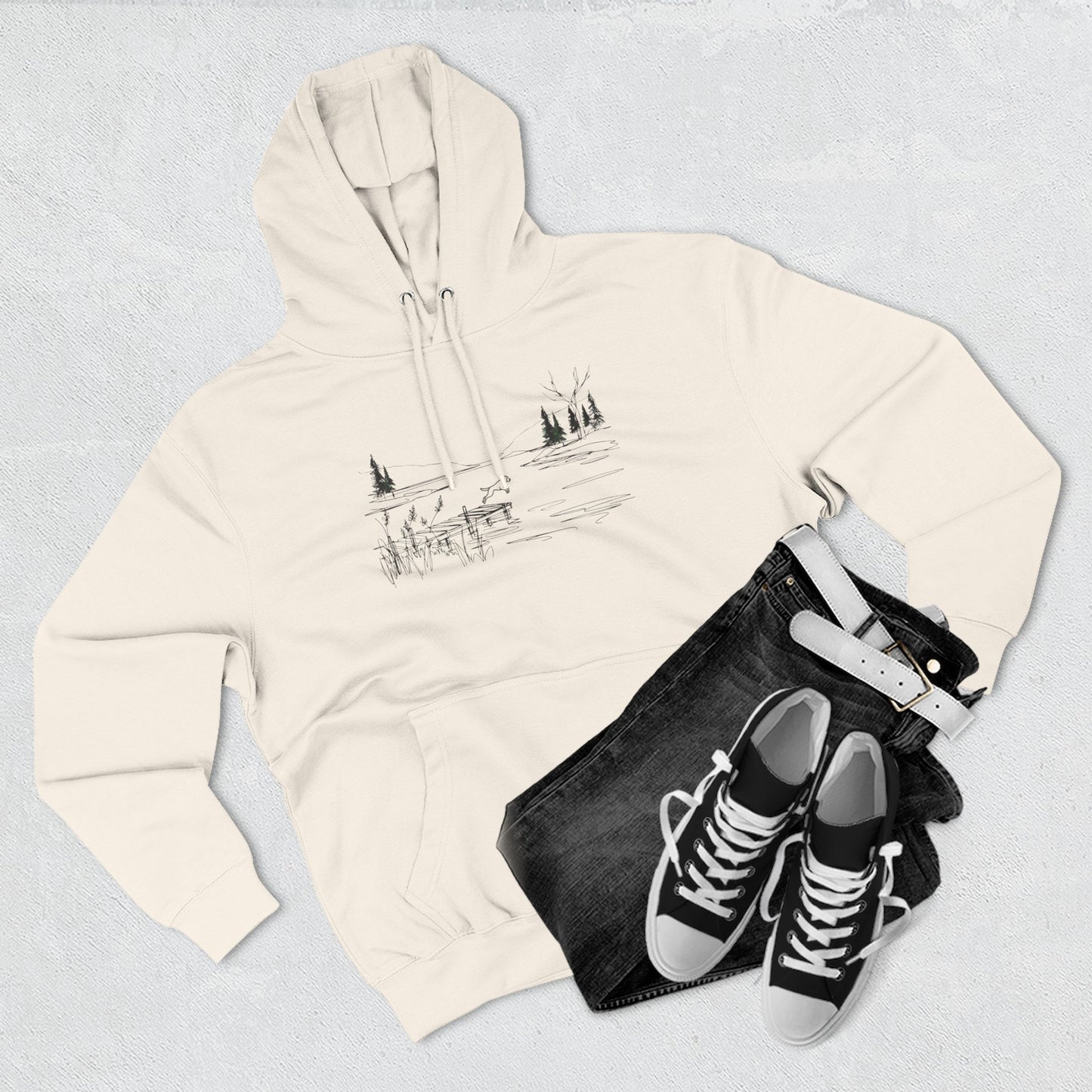 Minimalist Lake Dog Hoodie