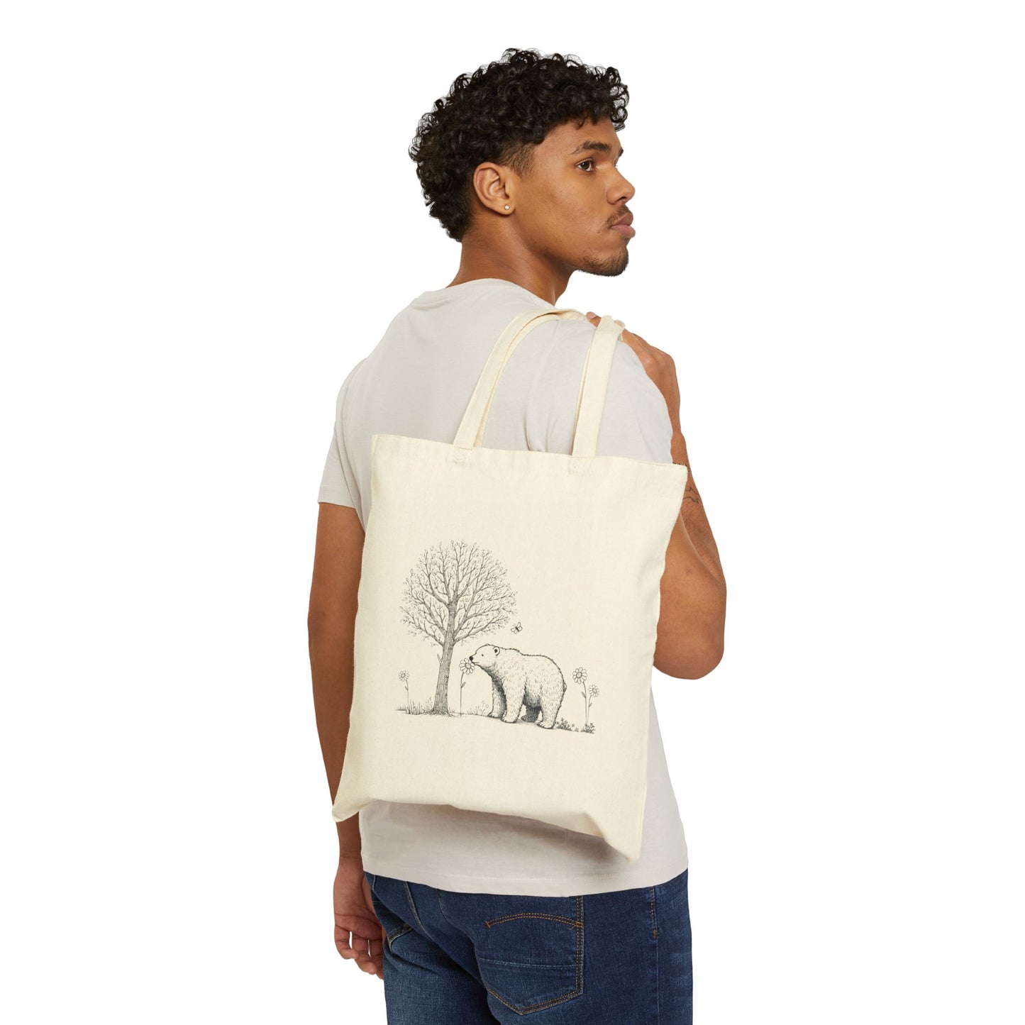 The Meadow Bear – Botanical Canvas Tote Bag