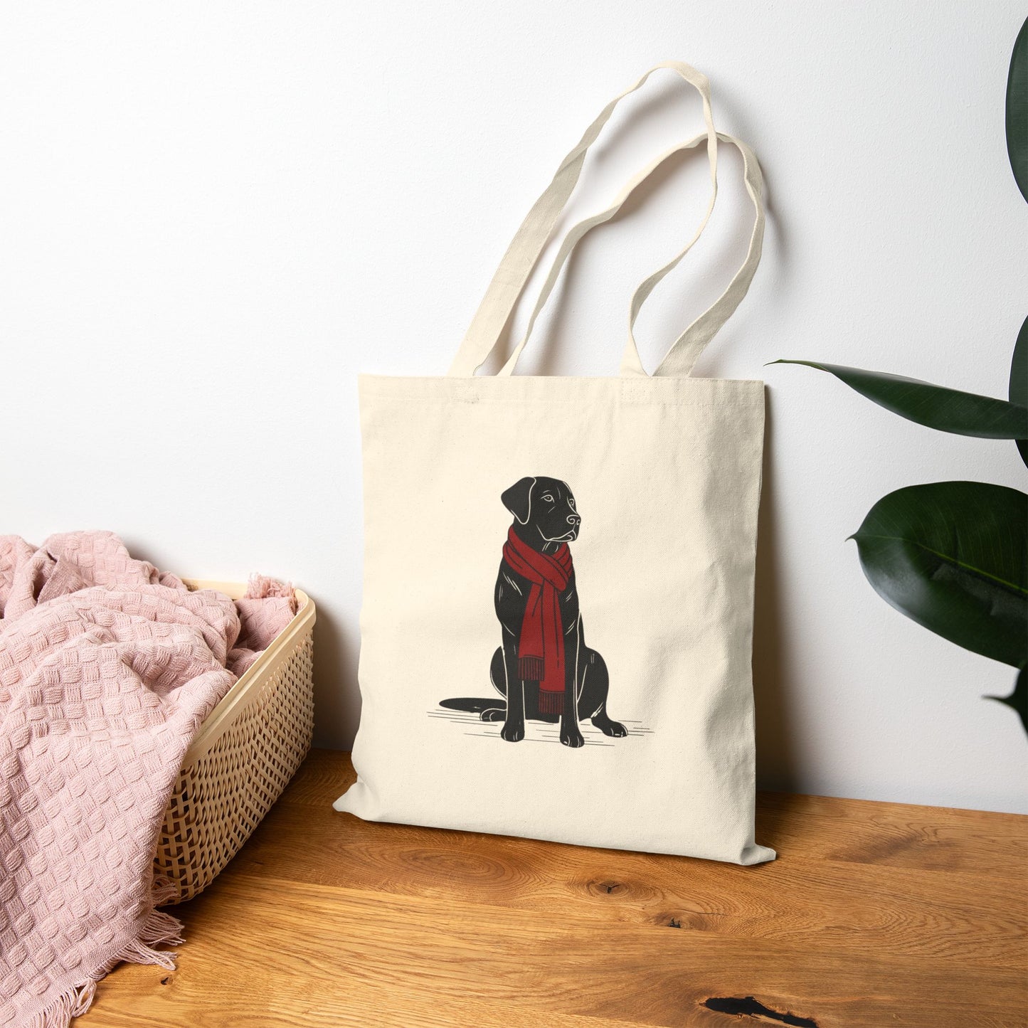 Black Lab Red Scarf Tote Bag