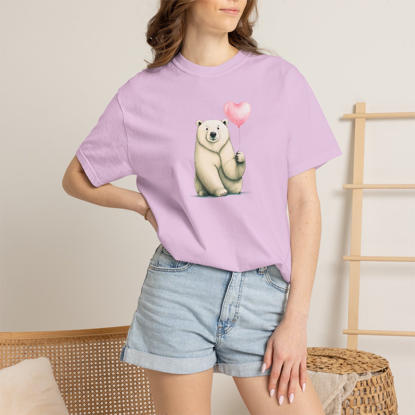 Polar Bear Heart Balloon Comfort Colors Tee