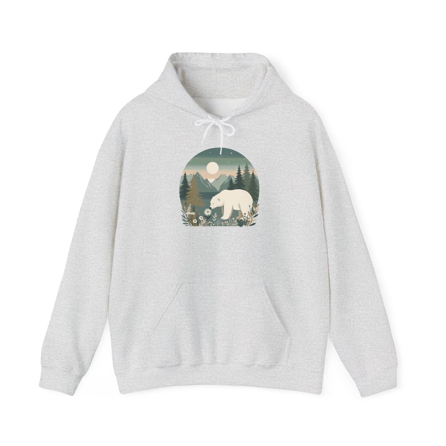 Moonlight Polar Bear Hoodie | Peaceful Nature-Inspired Sweatshirt