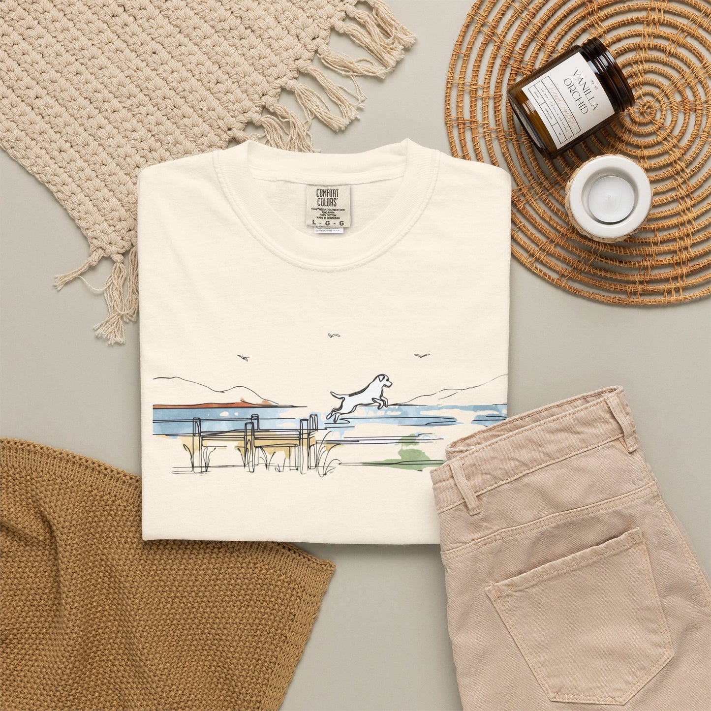 Watercolor Lake Dog Tee