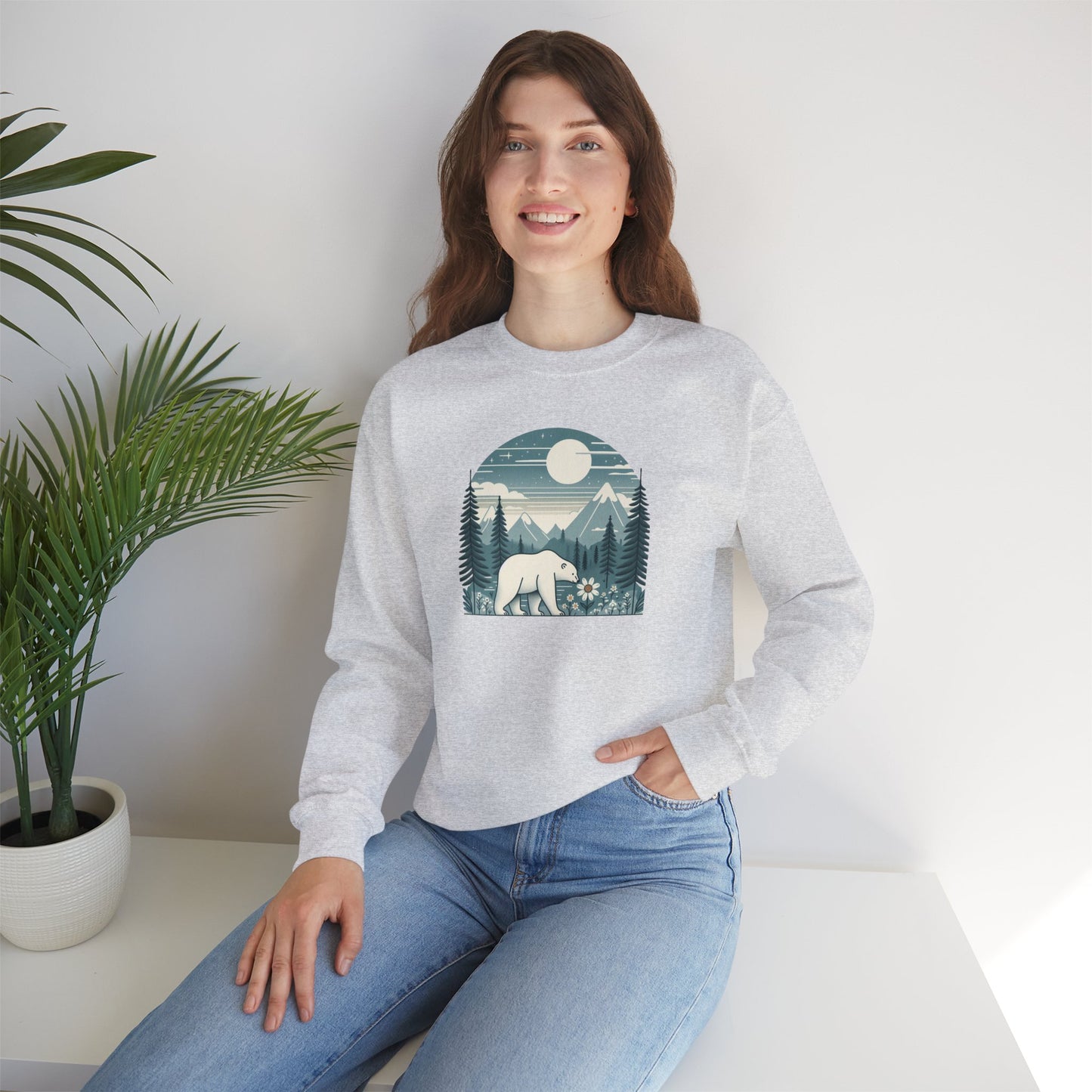 Polar Bear Mountain Forest Tee Crewneck Sweatshirt