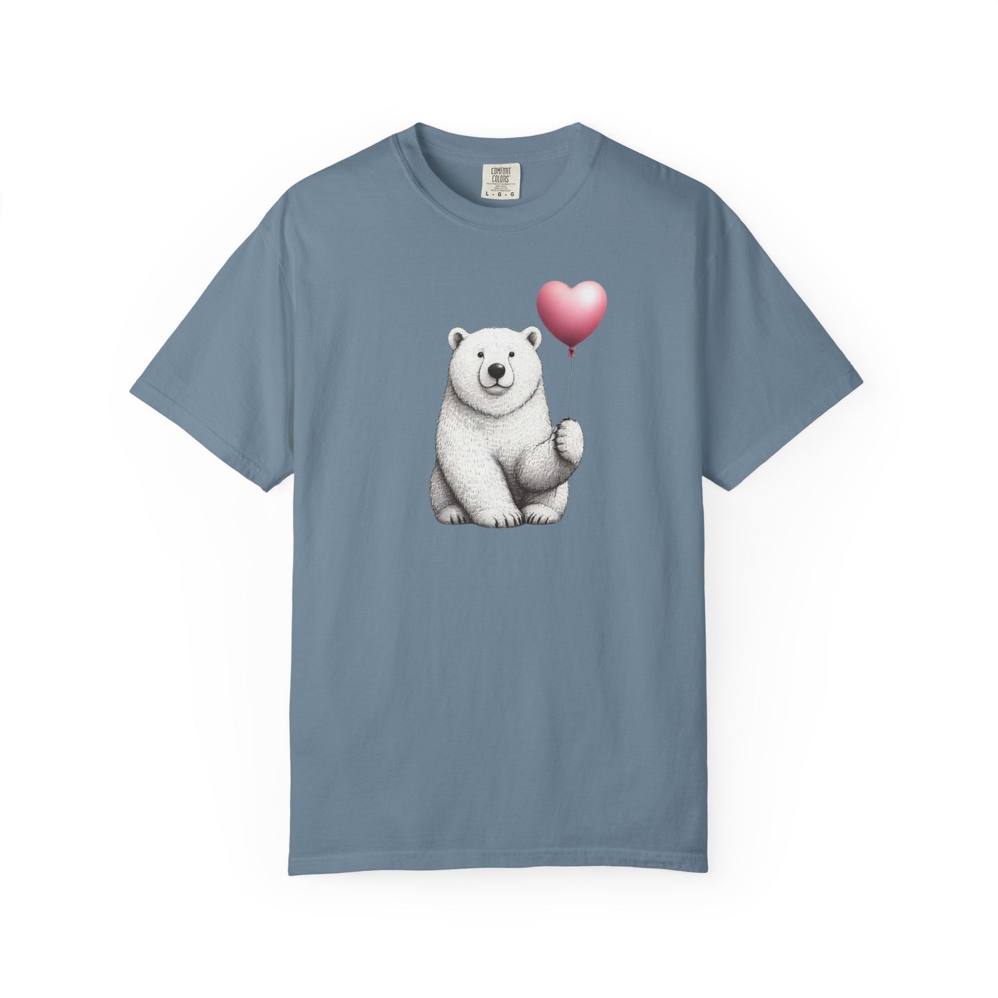 Sketch Polar Bear Heart Balloon Comfort Colors Tee