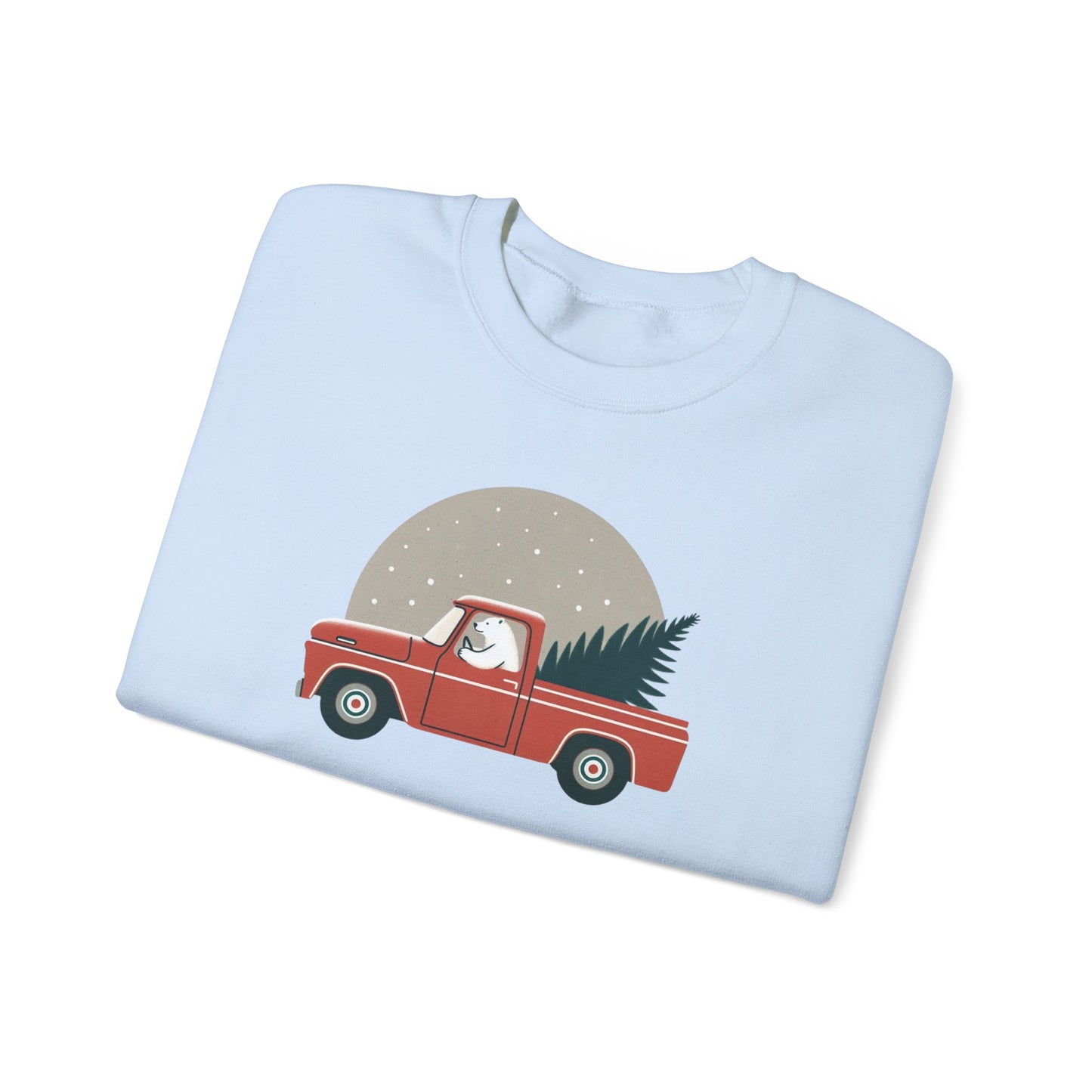 Moonlit Haul, Polar Bear Christmas Truck Design Sweatshirt