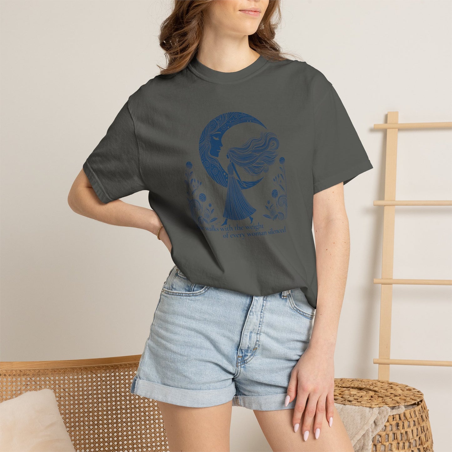 She Walks With the Weight of Every Woman Silenced Comfort Colors Tee