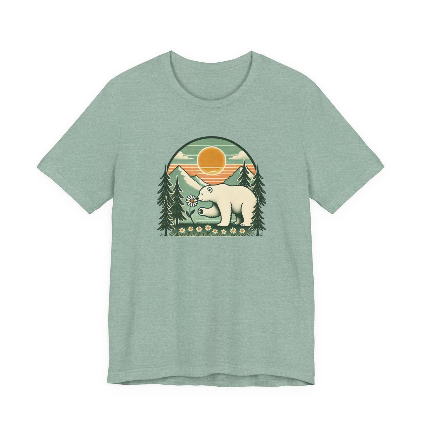 Polar Bear Daisy Tee | Nature Graphic T-Shirt